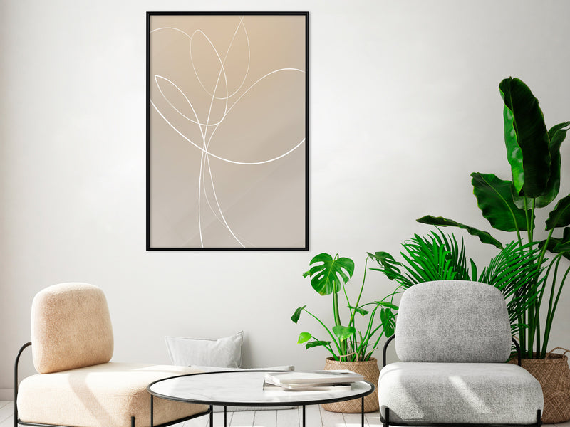 Poster - White Tulip  - zwart