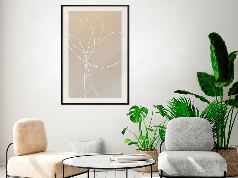 Poster - White Tulip  - zwart passepartout