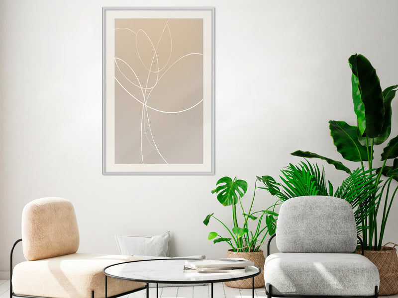Poster - White Tulip  - wit passepartout