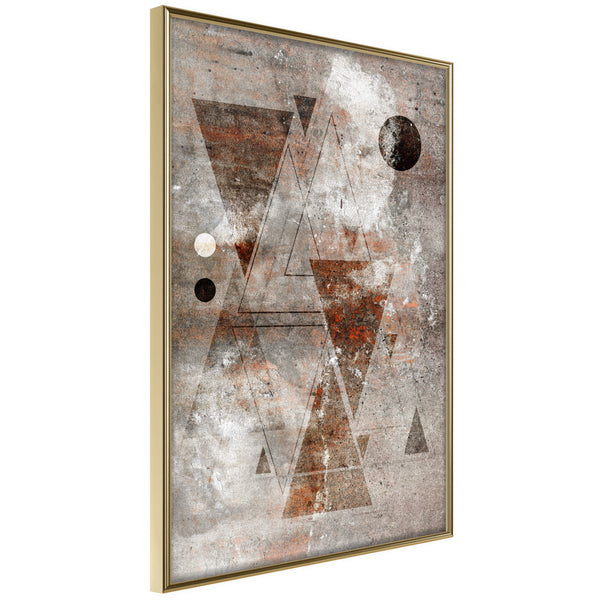 Poster - Brick-Built Triangles  - goud