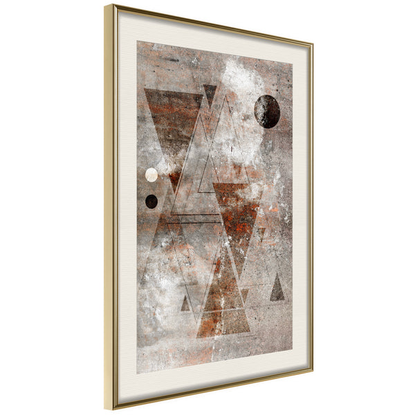 Poster - Brick-Built Triangles  - goud passepartout