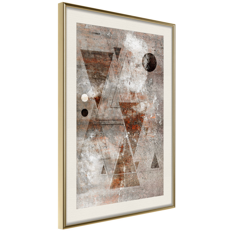 Poster - Brick-Built Triangles  - goud passepartout