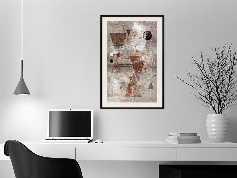 Poster - Brick-Built Triangles  - zwart passepartout