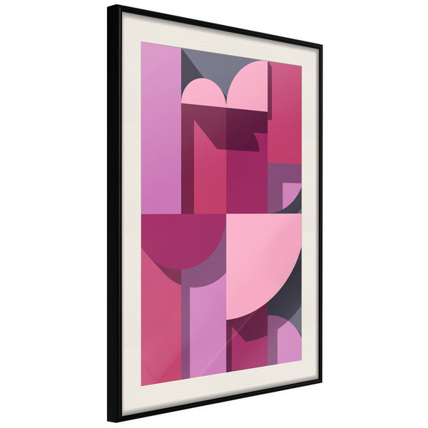 Poster - Pink Geometry  - zwart passepartout