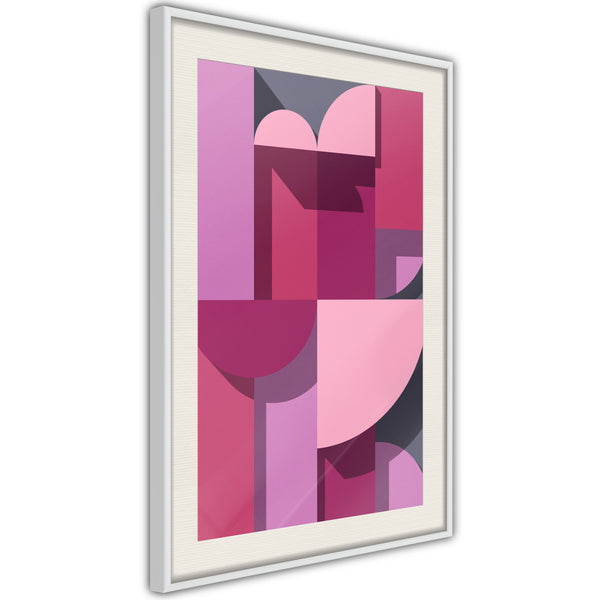 Poster - Pink Geometry  - wit passepartout