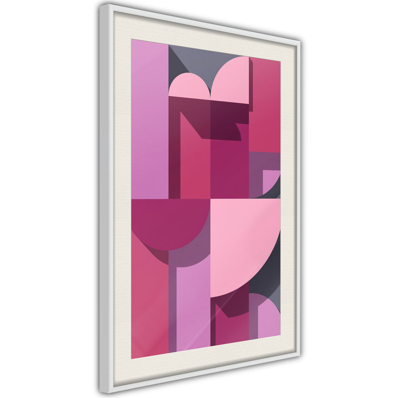 Poster - Pink Geometry  - wit passepartout