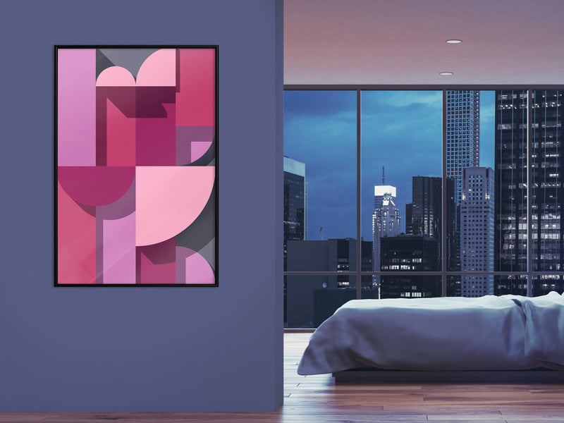 Poster - Pink Geometry  - zwart