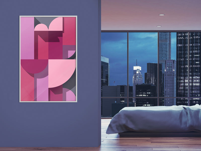 Poster - Pink Geometry  - wit