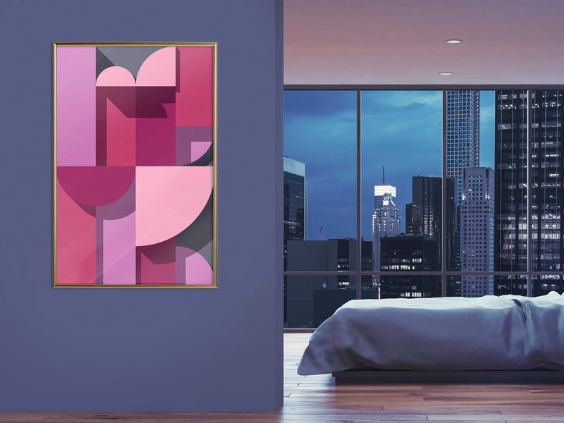 Poster - Pink Geometry  - goud