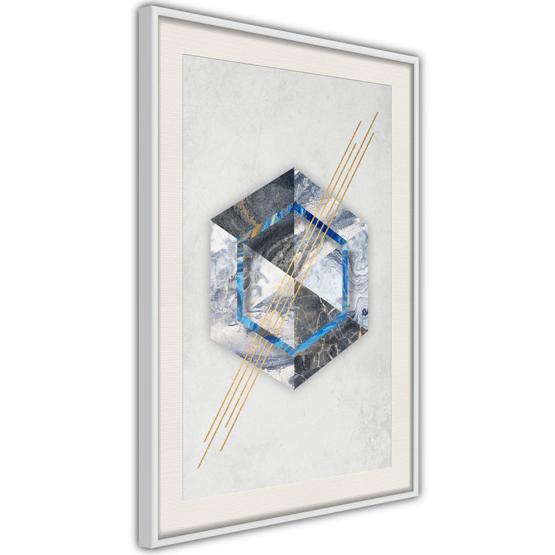 Poster - Marble Composition II  - wit passepartout