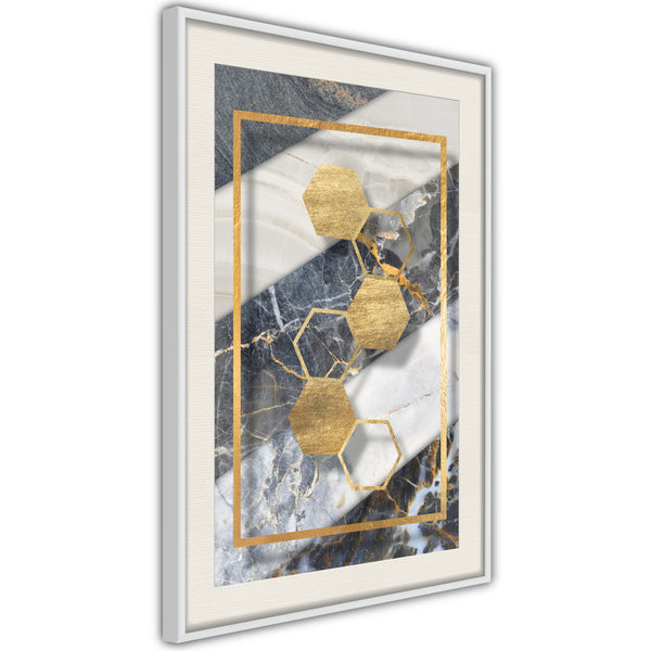 Poster - Marble Composition III  - wit passepartout