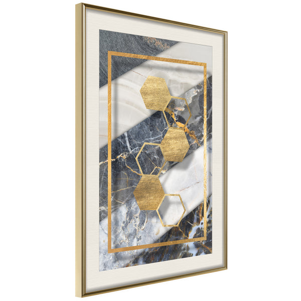 Poster - Marble Composition III  - goud passepartout