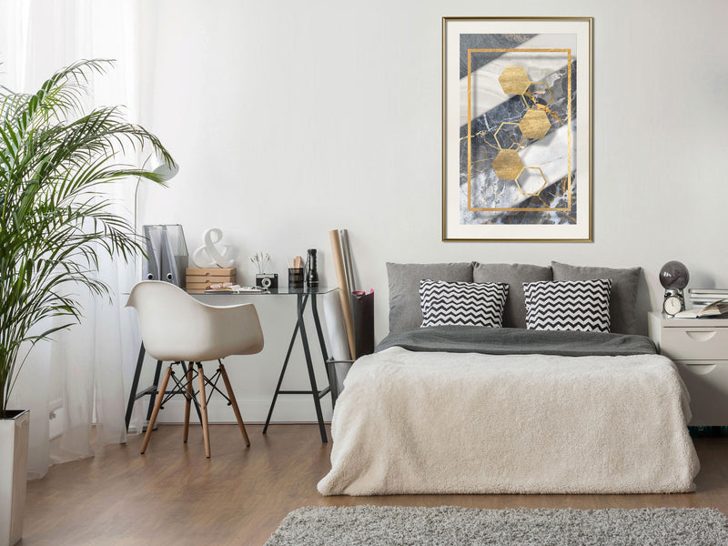 Poster - Marble Composition III  - goud passepartout