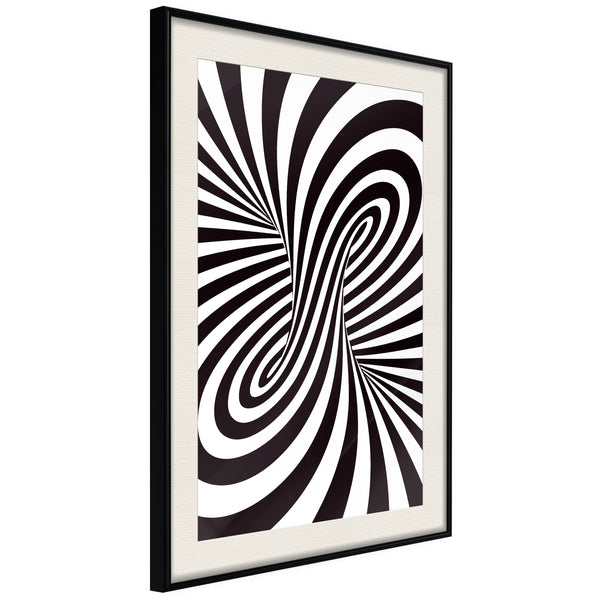 Poster - Black and White Swirl  - zwart passepartout