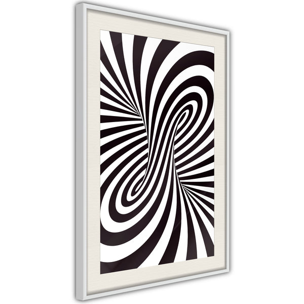 Poster - Black and White Swirl  - wit passepartout