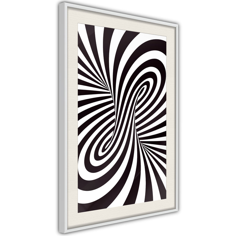 Poster - Black and White Swirl  - wit passepartout