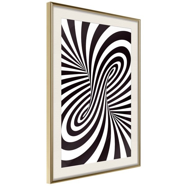 Poster - Black and White Swirl  - goud passepartout