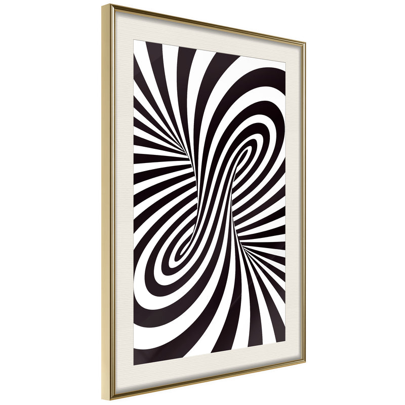 Poster - Black and White Swirl  - goud passepartout