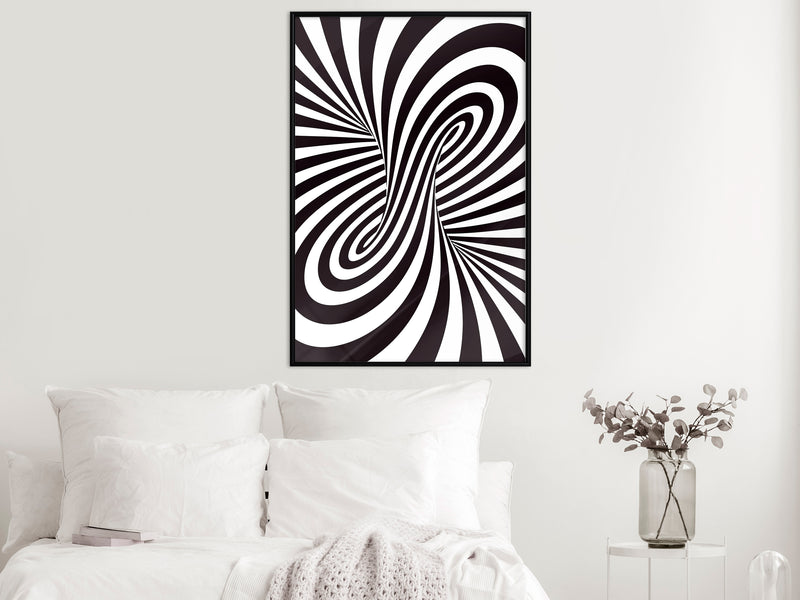 Poster - Black and White Swirl  - zwart