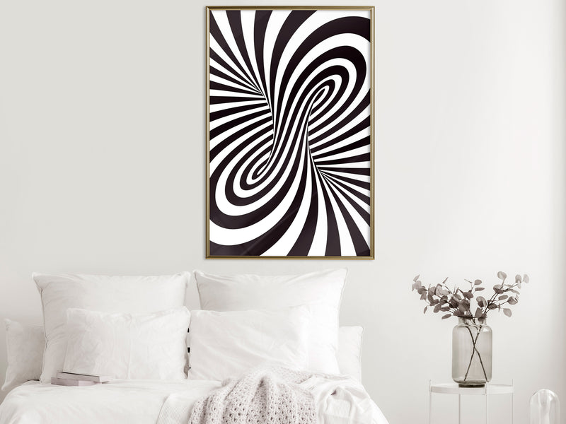Poster - Black and White Swirl  - goud