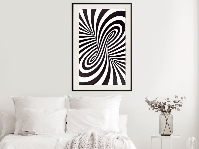 Poster - Black and White Swirl  - zwart passepartout