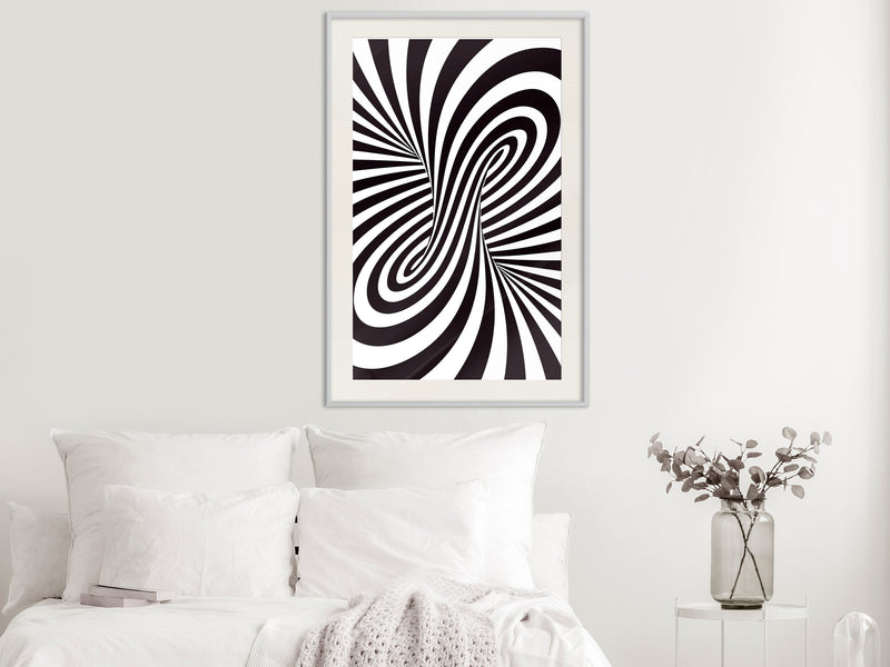 Poster - Black and White Swirl  - wit passepartout
