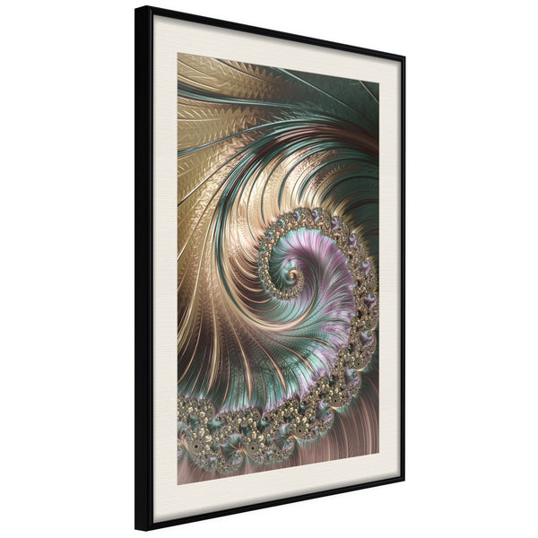 Poster - Iridescent Spiral  - zwart passepartout