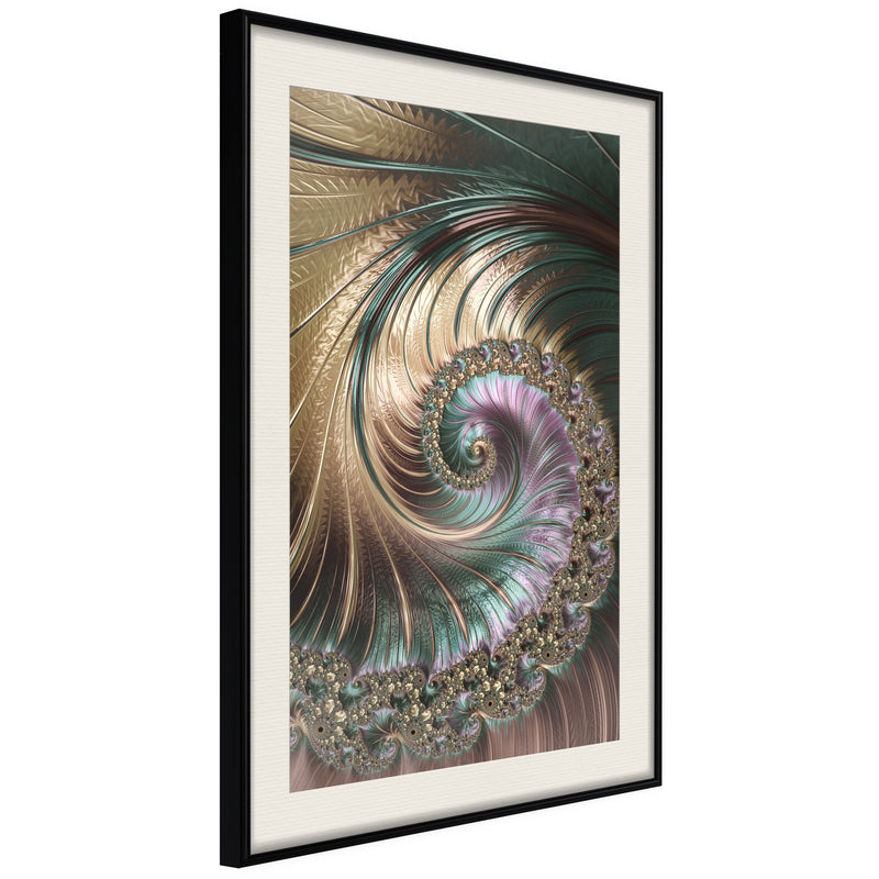 Poster - Iridescent Spiral  - zwart passepartout