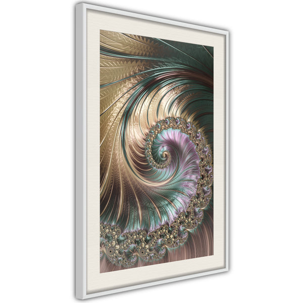 Poster - Iridescent Spiral  - wit passepartout