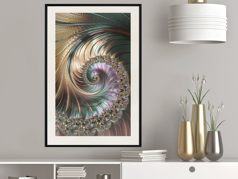 Poster - Iridescent Spiral  - zwart passepartout