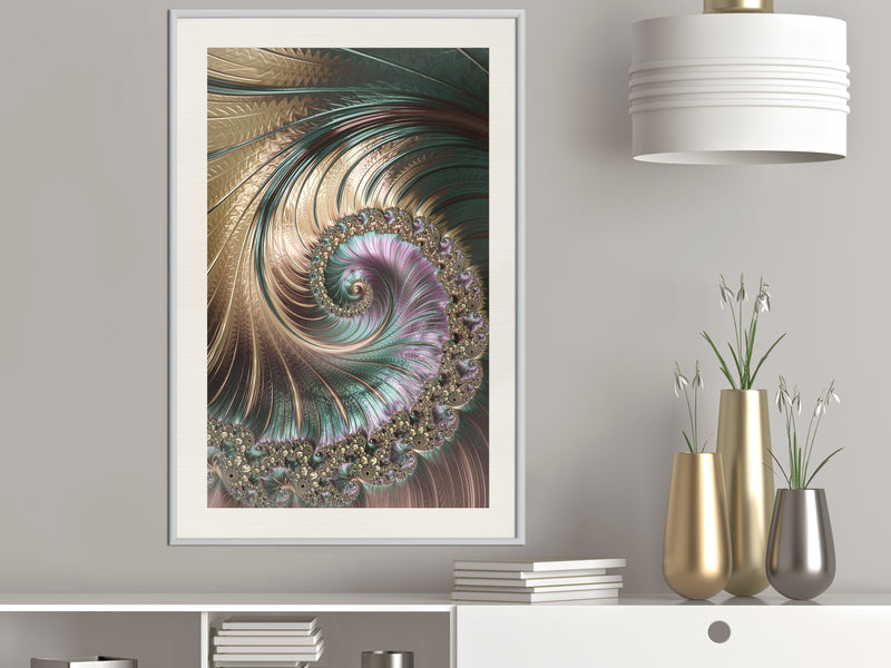 Poster - Iridescent Spiral  - wit passepartout