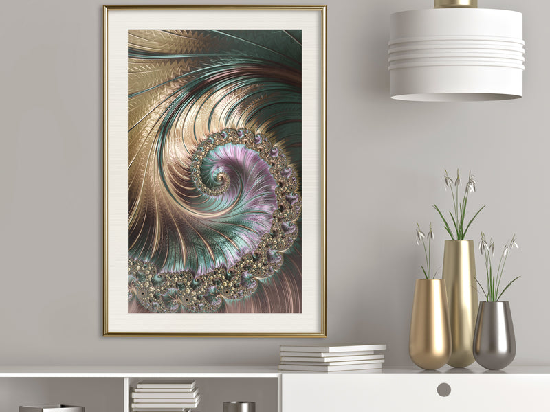 Poster - Iridescent Spiral  - goud passepartout