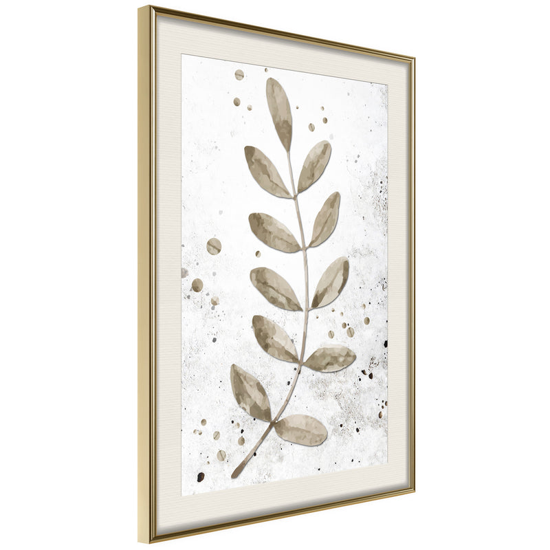 Poster - Dried Twig  - goud passepartout