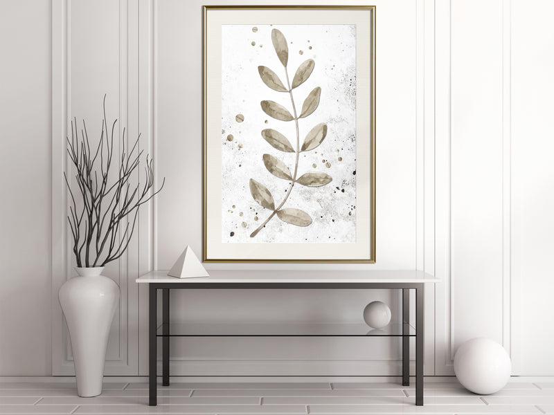 Poster - Dried Twig  - goud passepartout