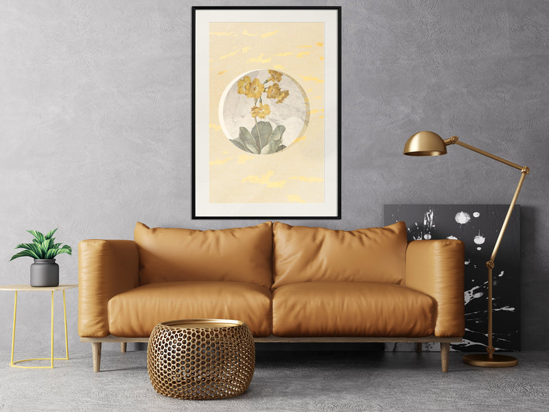Poster - Flowers and Marble  - zwart passepartout