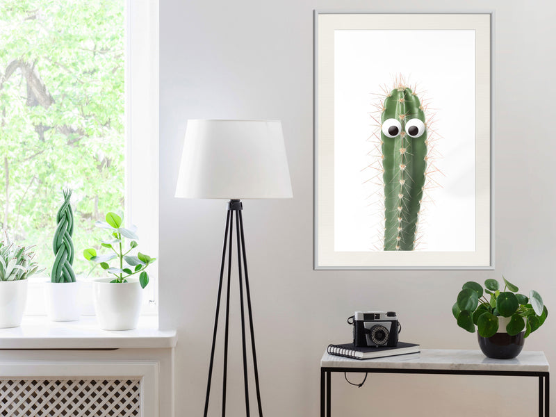 Poster - Funny Cactus I  - wit passepartout