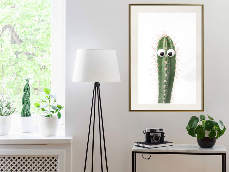 Poster - Funny Cactus I  - goud passepartout