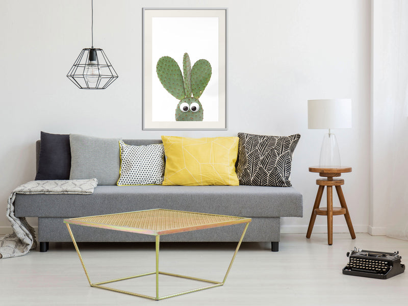 Poster - Funny Cactus III  - wit passepartout