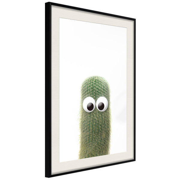 Poster - Funny Cactus IV  - zwart passepartout