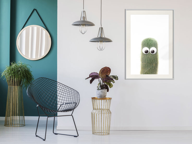 Poster - Funny Cactus IV  - wit passepartout