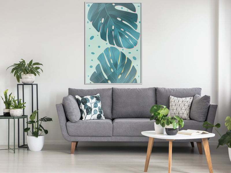 Poster - Pastel Monstera Leaves  - wit