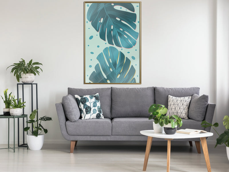 Poster - Pastel Monstera Leaves  - goud