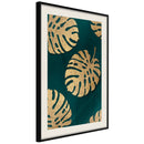 Poster - Gilded Monstera Leaves  - zwart passepartout