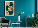 Poster - Gilded Monstera Leaves  - zwart passepartout