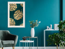 Poster - Gilded Monstera Leaves  - wit passepartout