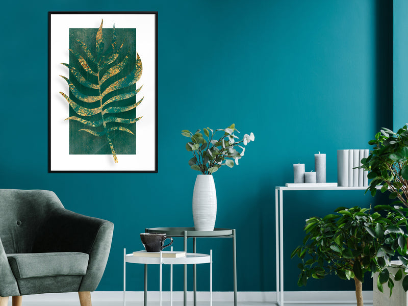 Poster - Gilded Palm Leaf  - zwart
