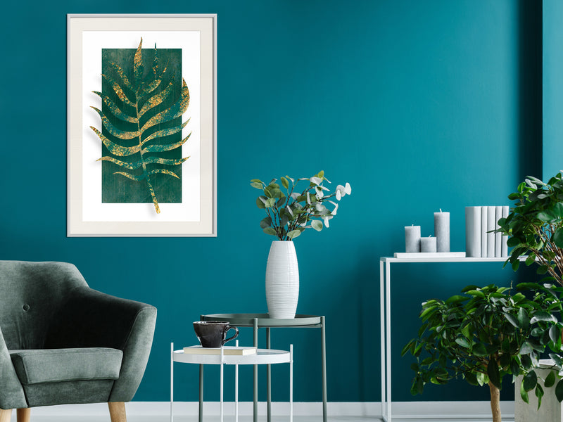 Poster - Gilded Palm Leaf  - wit passepartout