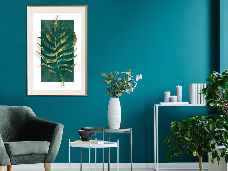 Poster - Gilded Palm Leaf  - goud passepartout