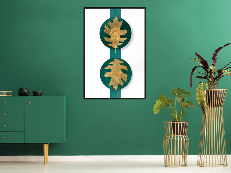 Poster - Gilded Oak Leaves  - zwart