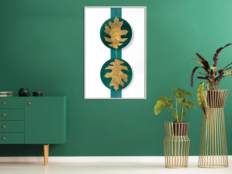 Poster - Gilded Oak Leaves  - wit